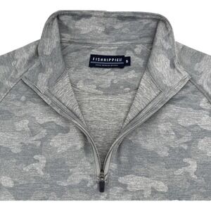 Fish Hippie Mens 1/4 Zip Pullover Small Gray Camo Casual Outdoor